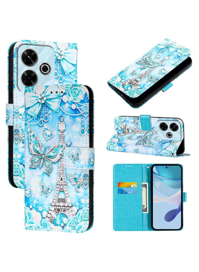 The Bros Case For Xiaomi Redmi 13 4G Colored Drawing Pattern Plain Weave Leather Phone Case