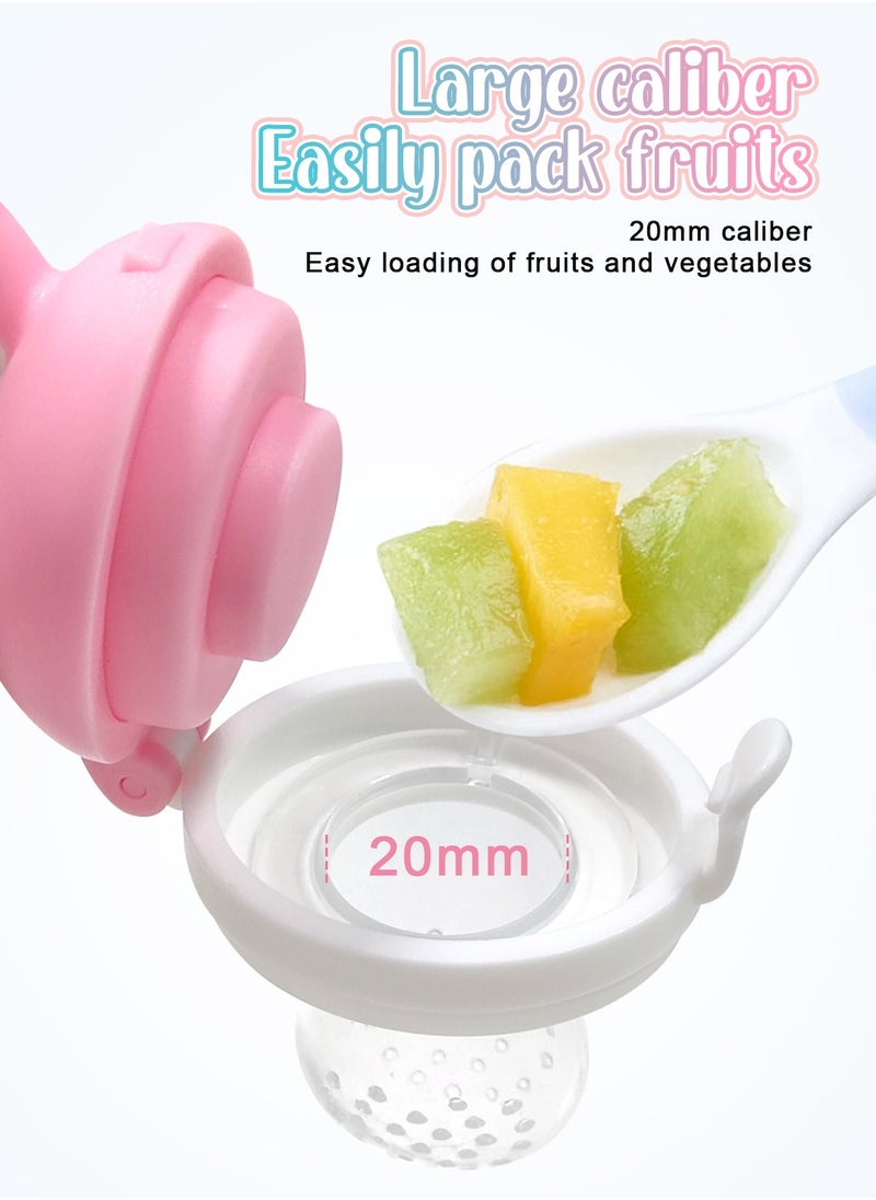 URbazaar 2 PCs Baby Food Fruit Feeder Pacifier with 3 PCs Replacement Silicone Pouches Fresh Food Teething Toy for Toddlers Infant  - Image 4