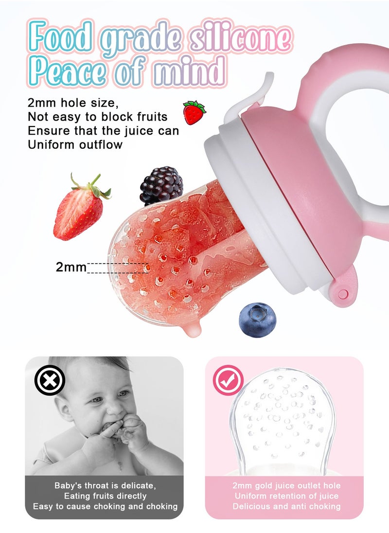 URbazaar 2 PCs Baby Food Fruit Feeder Pacifier with 3 PCs Replacement Silicone Pouches Fresh Food Teething Toy for Toddlers Infant  - Image 3