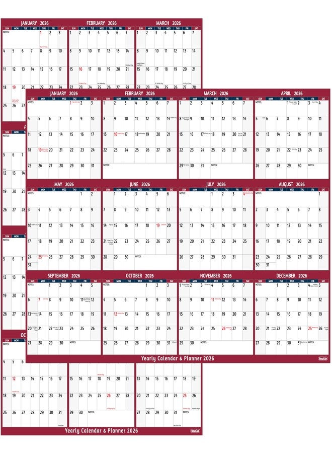 BowCuk 2026 Dry Erase Calendar, Red - Image 1