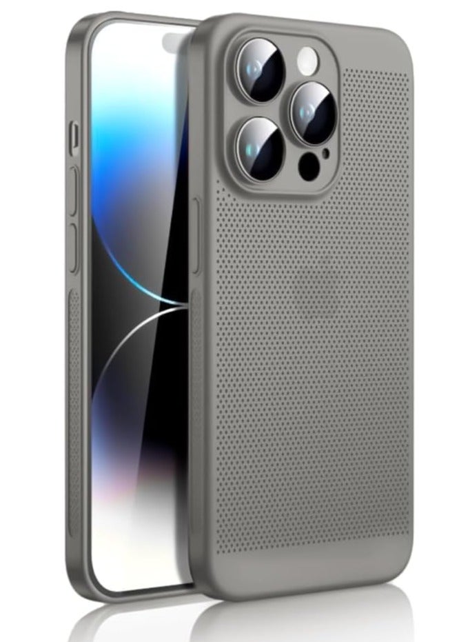 Case For iPhone 14 Pro Max 6.7-Inch Heat Dissipation Case with Built-in Camera Lens Protector Slim Fit Breathable Cooling Anti-Fingerprint Hard PC Back Shockproof Cover - Image 1