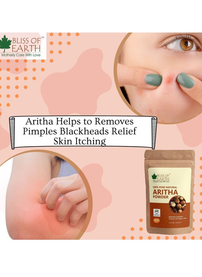 BLISS OF EARTH 100% Pure Reetha Powder 100g Natural & Chemically Free Aritha Hair Cleanser for Gorgeous & Silky Hair  - Image 5