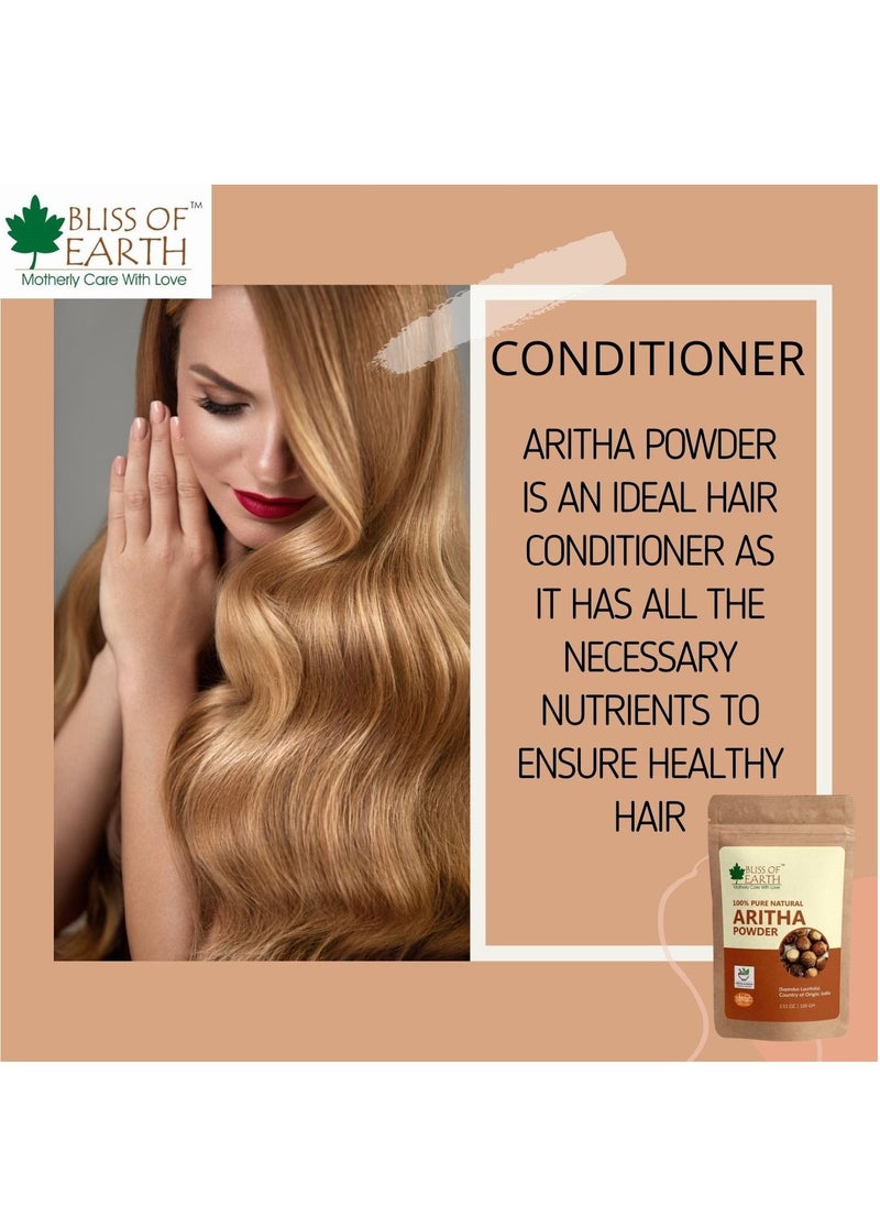 BLISS OF EARTH 100% Pure Reetha Powder 100g Natural & Chemically Free Aritha Hair Cleanser for Gorgeous & Silky Hair  - Image 4