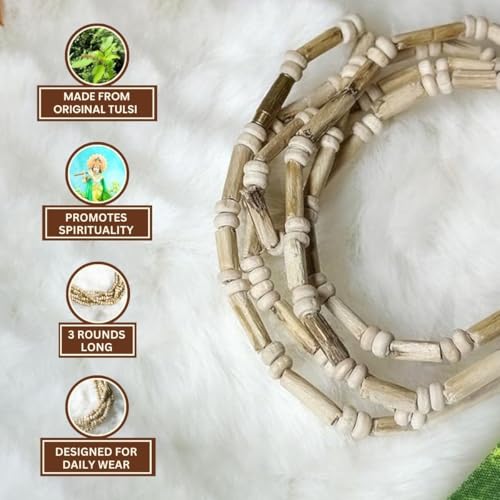 Divine Hindu Authentic Tulsi Kanthi Necklace | Small Seed Design | Large Bead, Sacred Wood | For Prayer, Meditation, Pooja, Gifting | For Men & Women - Image 4