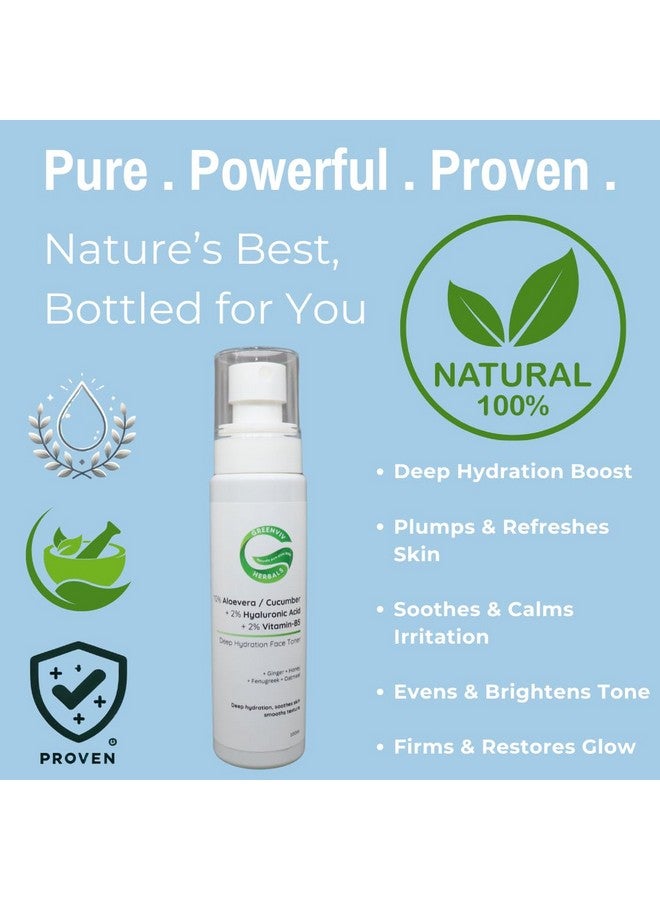 Greenviv 10% Aloe Vera & Cucumber + 2% Hyaluronic Acid + 2% Vitamin B5 Deep Hydration Face Toner | Intensely Hydrates, Soothes & Refreshes Skin | 100ml - Image 2