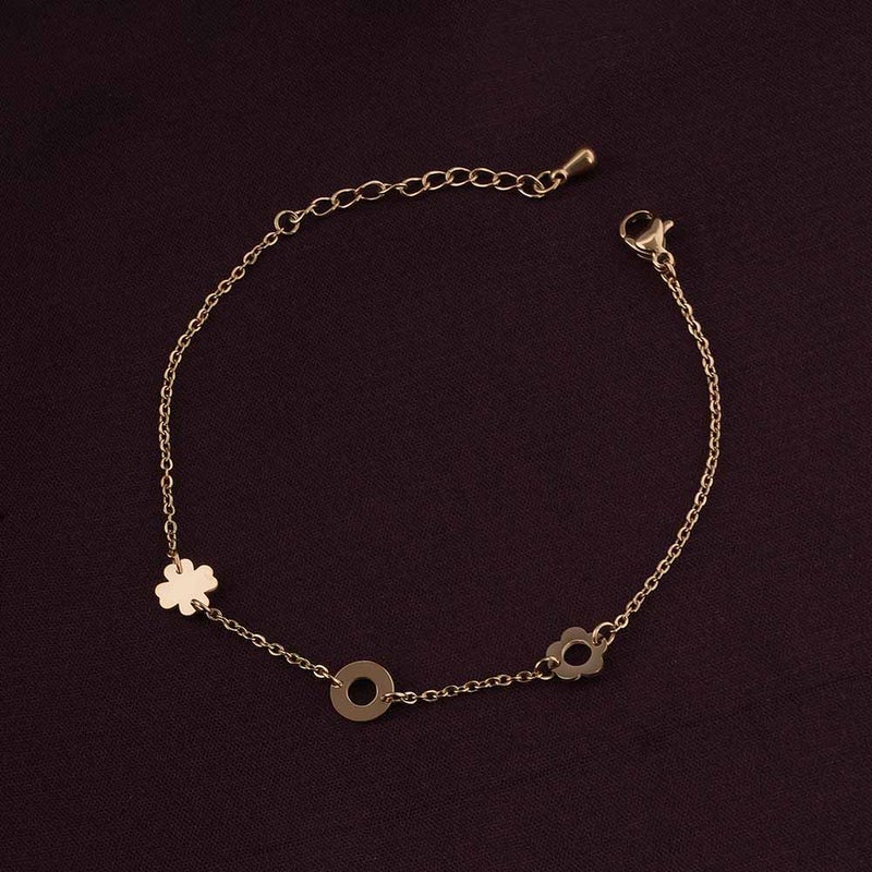 PALMONAS 18k Gold Tone Plated Flower Charm Bracelet
 for Women - Image 3