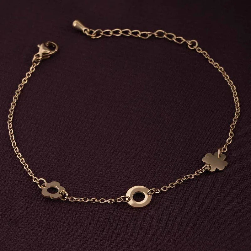 Palmonas PALMONAS 18k Gold Tone Plated Flower Charm Bracelet
 for Women