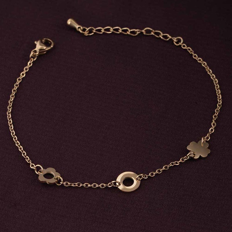 PALMONAS 18k Gold Tone Plated Flower Charm Bracelet
 for Women - Image 2