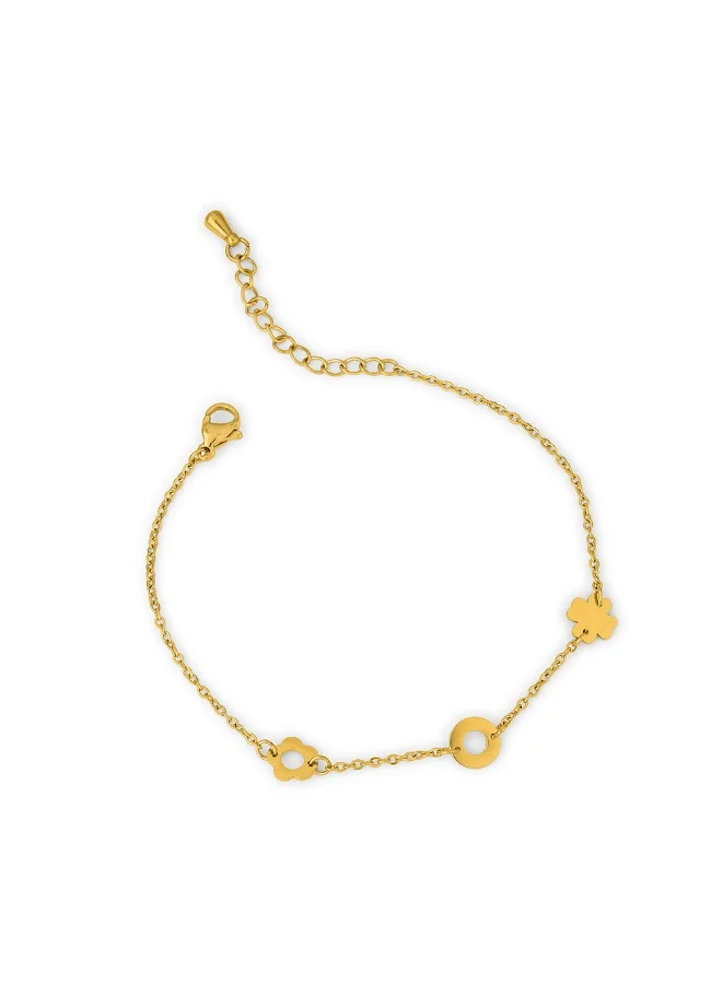 Palmonas PALMONAS 18k Gold Tone Plated Flower Charm Bracelet
 for Women