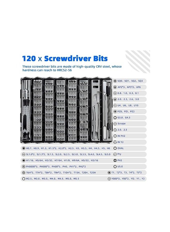 SOLARAE Screwdriver Set, Mini Magnetic Screwdriver Set, 126 in 1 Portable Cylinder Screwdriver DIY Repair Tool Kit, Suitable for Mobile Phones Repair and Disassembly, Furniture, Car, Computer(Black) - Image 2