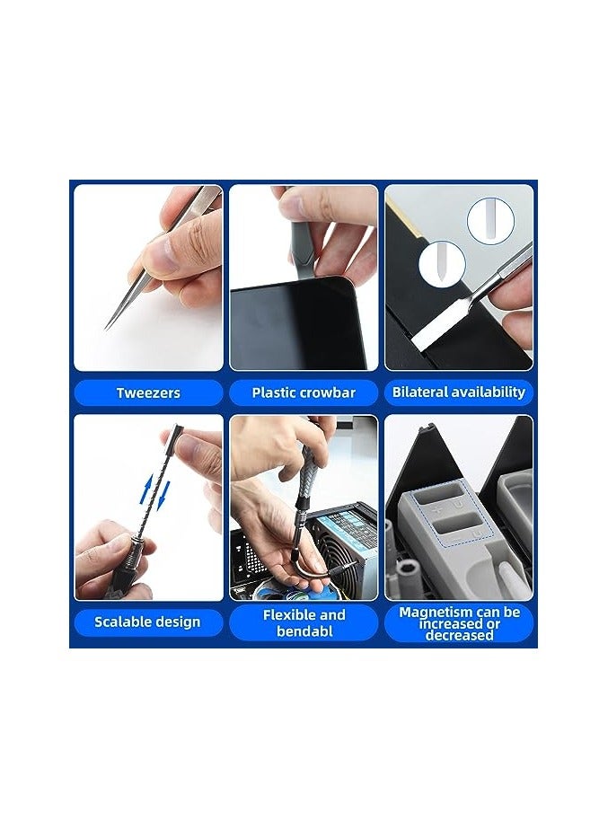 SOLARAE Screwdriver Set, Mini Magnetic Screwdriver Set, 126 in 1 Portable Cylinder Screwdriver DIY Repair Tool Kit, Suitable for Mobile Phones Repair and Disassembly, Furniture, Car, Computer(Black) - Image 5