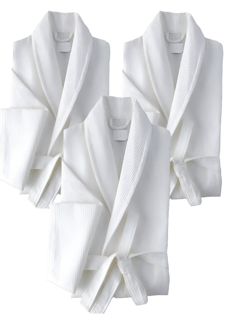 Blueberry - 3 Pieces Lightweight Cotton Summer Unisex Waffle Spa  Bathrobe Standard Size - Image 1