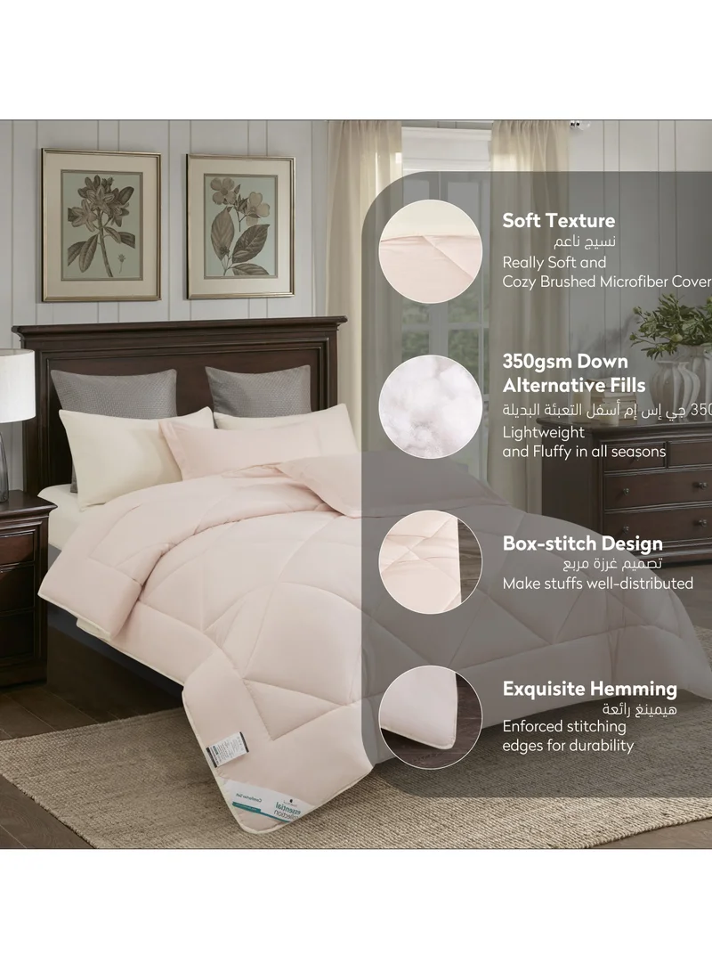Donetella Comforter Set 6-Pcs King Size All Season Reversible Diamond Quilted Bed Fits(200 X 200 Cm) With 350 GSM Down Alternative Filling, Ivory