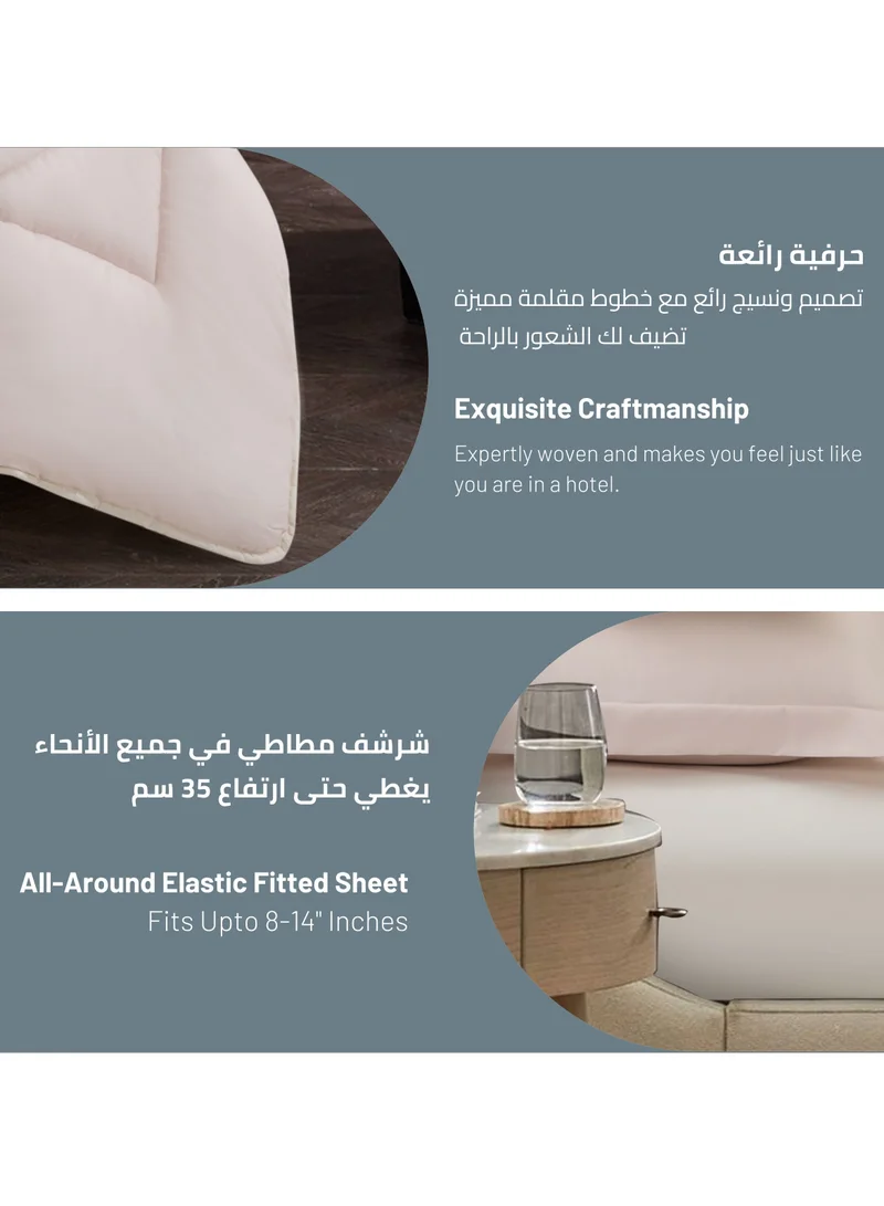 Donetella Comforter Set 6-Pcs King Size All Season Reversible Diamond Quilted Bed Fits(200 X 200 Cm) With 350 GSM Down Alternative Filling, Ivory