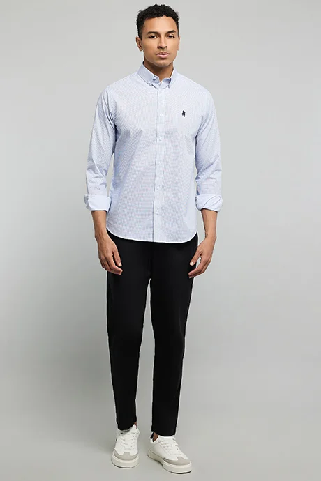 أر أند بي Checked Shirt with Button-Down Collar and Long Sleeves