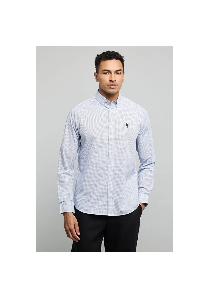 R&b Checked Shirt with Button-Down Collar and Long Sleeves