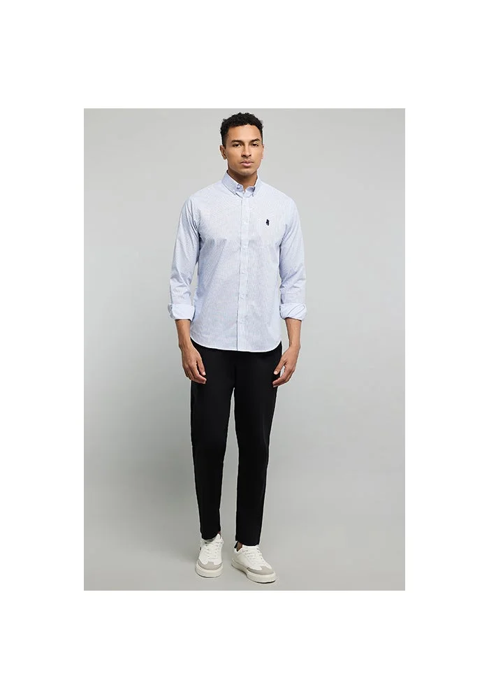 R&b Checked Shirt with Button-Down Collar and Long Sleeves