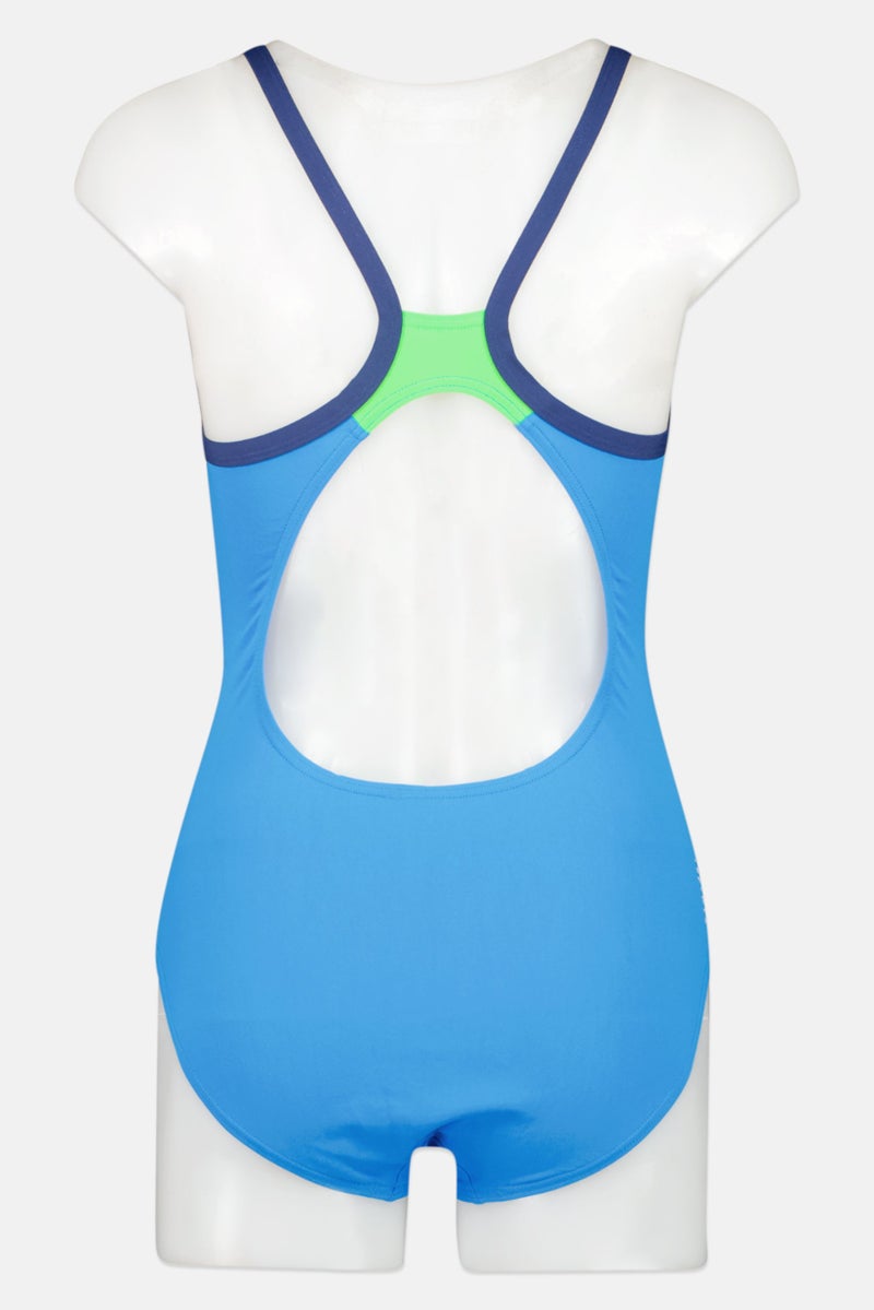 ZOGGS بدلة سباحة قطعة واحدة للنساء بشعار العلامة التجارية، زرقاء - Image 2