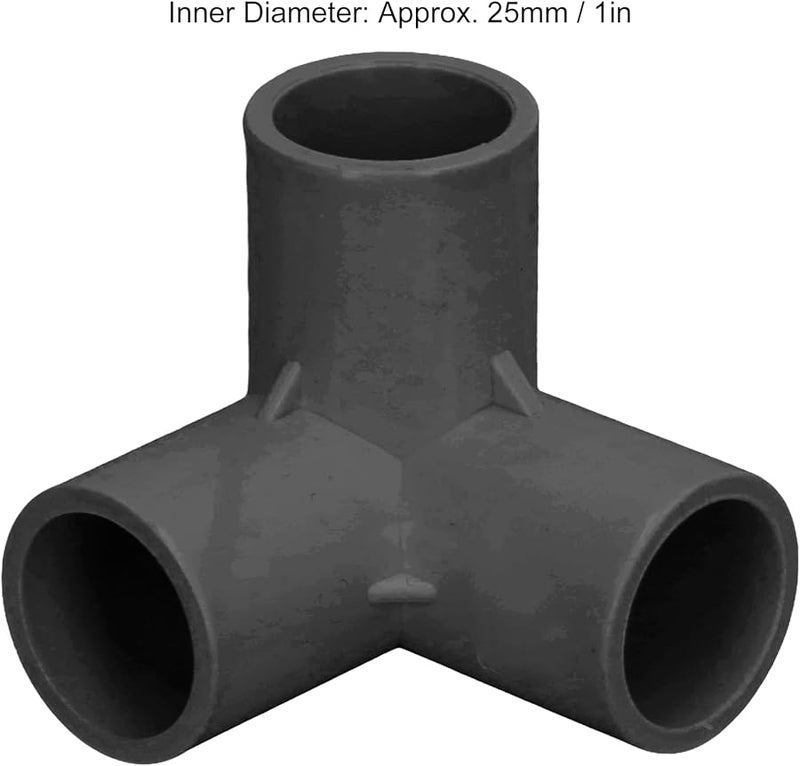 تركيبات أنابيب PVC سوداء ثلاثية الاتجاه تي كوع موصل 25 مم لأقفاص القطط دعم الحديقة - Image 4