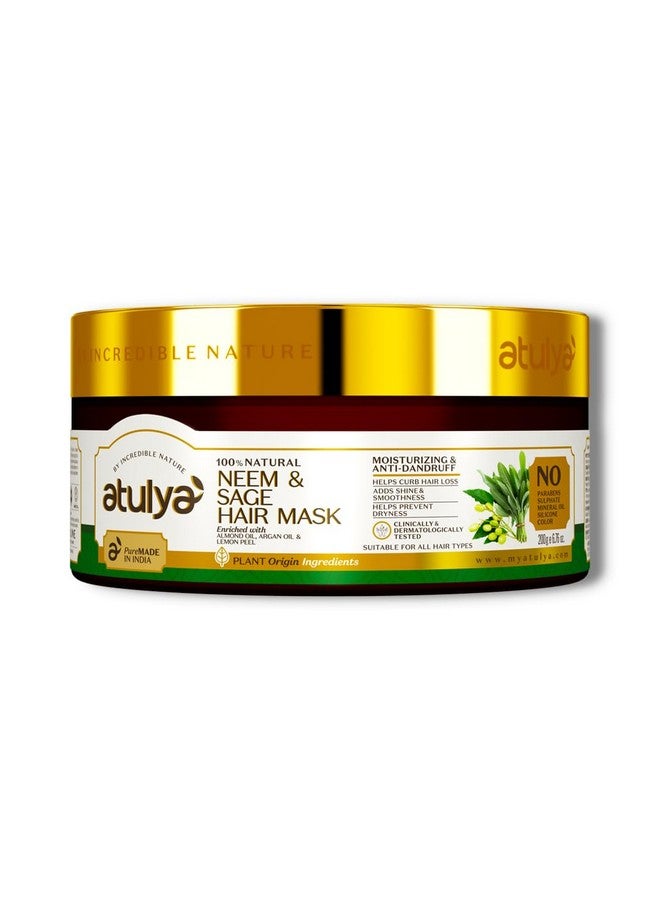 Atulya Neem & Sage Hair Mask for Controlling Dandruff & White Flakes | Anti-Dandruff Hair Mask | Hair Mask for Reducing Hair Fall | Paraben, Sulphate & Silicone Free | All Hair Types | 200gm - Image 1