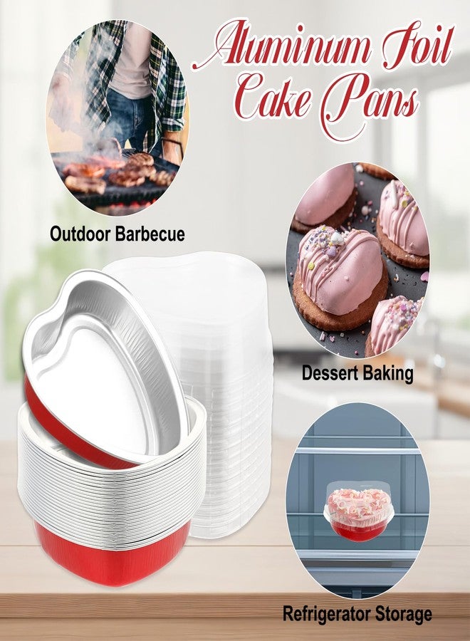 YEXEXINM 24pcs 225 ml/ 7.92 oz Aluminum Foil Heart Shaped Cake Pans with Clear Lids, Large Disposable Heart Cake Pan, Cupcake Baking Cups Liners Tins Ramekins Containers for Valentine's Day Food Wedding Party - Image 5