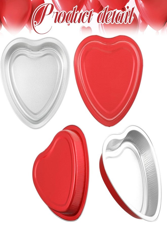 YEXEXINM 24pcs 225 ml/ 7.92 oz Aluminum Foil Heart Shaped Cake Pans with Clear Lids, Large Disposable Heart Cake Pan, Cupcake Baking Cups Liners Tins Ramekins Containers for Valentine's Day Food Wedding Party - Image 3