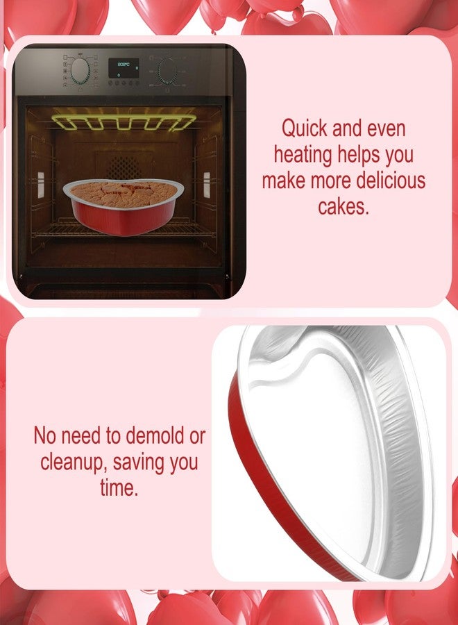 YEXEXINM 24pcs 225 ml/ 7.92 oz Aluminum Foil Heart Shaped Cake Pans with Clear Lids, Large Disposable Heart Cake Pan, Cupcake Baking Cups Liners Tins Ramekins Containers for Valentine's Day Food Wedding Party - Image 4