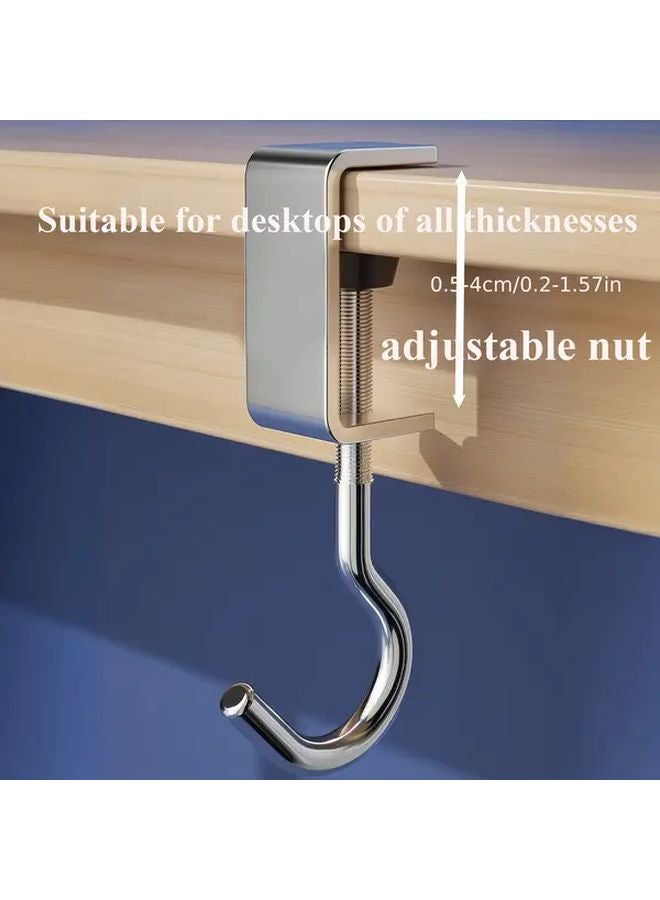 Heavy Duty Adjustable Aluminum Alloy Desk Hook Silvery No Drill Installation 66LB - Image 4