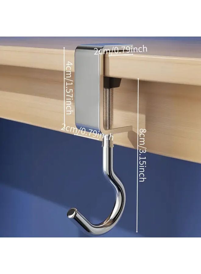 Heavy Duty Adjustable Aluminum Alloy Desk Hook Silvery No Drill Installation 66LB - Image 3