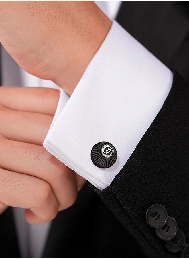 POLICE Black/Silver Radiant Black Stainless Steel with Silver Logo Cufflinks for Men for Men | Best Price UAE