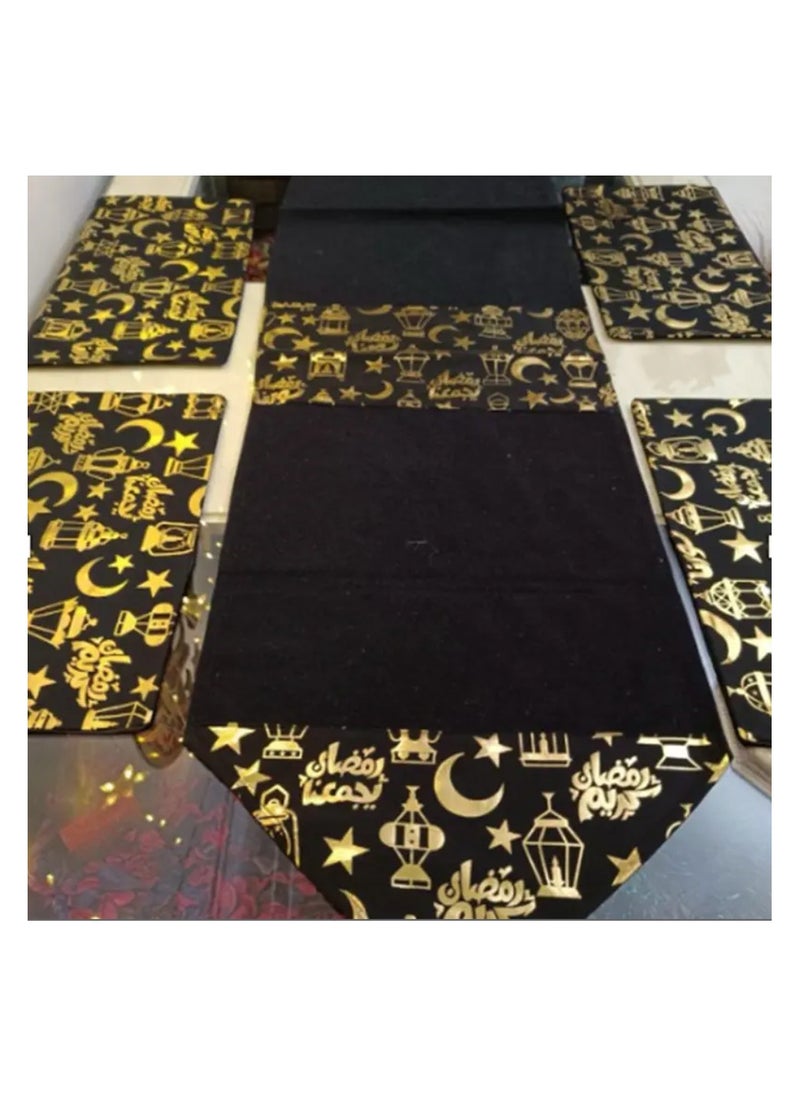 WAVY - Table or wall cloth (140*140 cm) - Black and gold Ramadan lanterns model - Image 1
