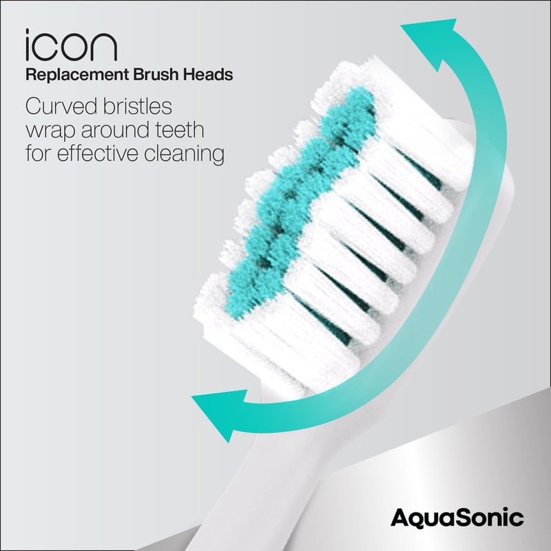 AquaSonic Genuine Icon Replacement Brush Heads | Compatible with AquaSonic Icon Toothbrush | 2 Brush Heads | for Normal & Sensitive Teeth (Pearl) - Image 3