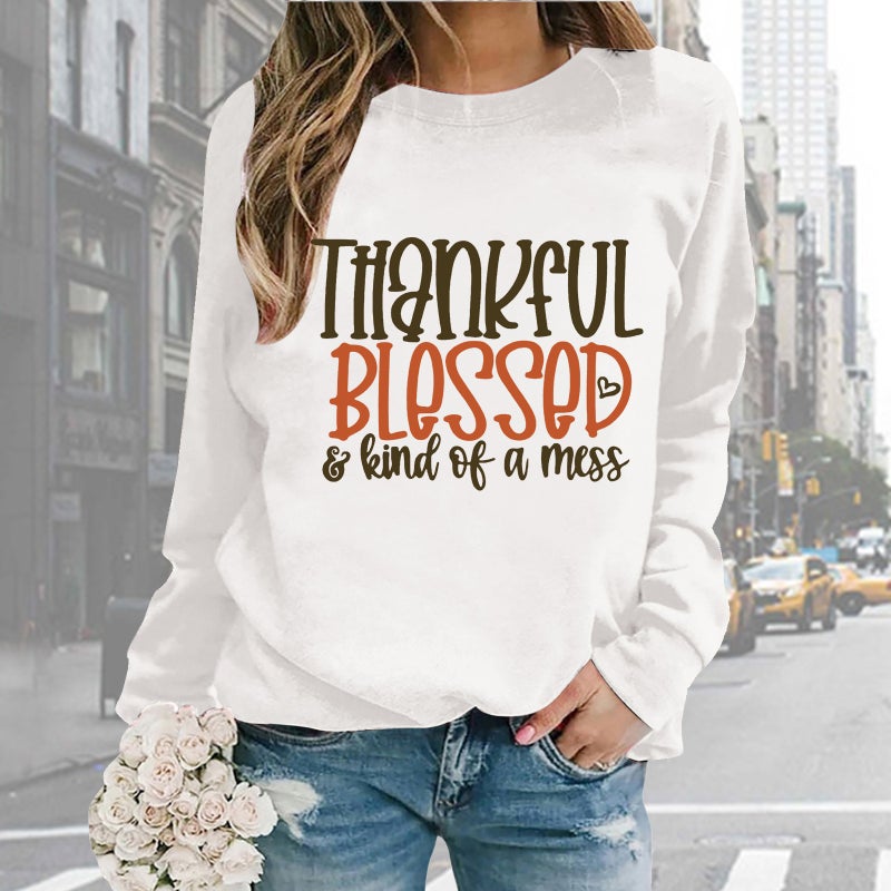 and new women''s printed letters long sleeve round neck loose sweater factory wholesale - Image 3