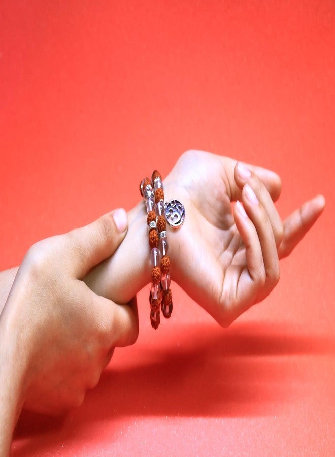 Bhavika Fashion Natural Gemstone Bracelet | 8mm Beads Size Natural Stone Healing bracelet for Men and Women (Clear Quartz With Rudraksha 1 Pair) - Image 4