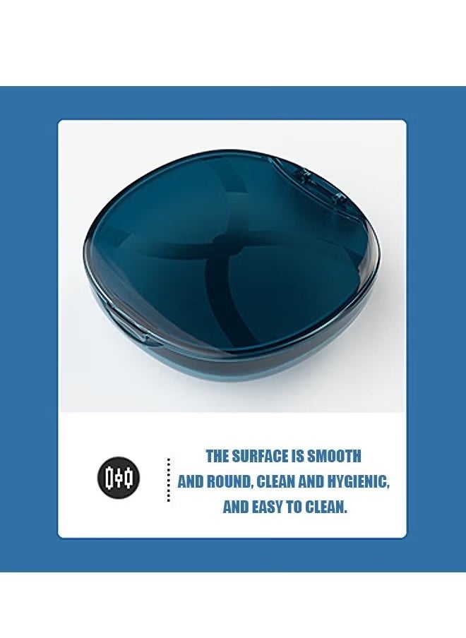 KIIUMI - Teeth Cleaning Box Retainer Storage Box with Leash Chews, Removal Tool, Cleaning Brush, Built-in Mirror Aligner Case, Mouth Guard, Denture Case (Blue) - Image 1