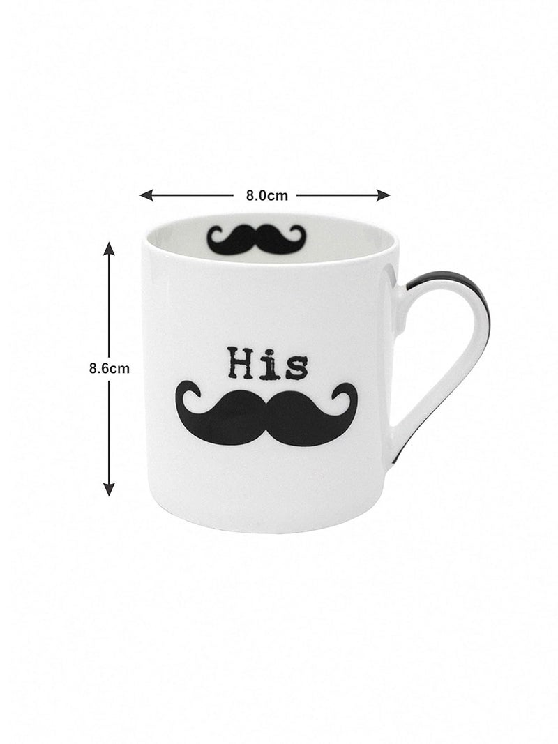 Goodhomes Fine Bone China Tea CupsCoffee Mugs with His n Her Print Set of 4 Cups Made in India - Image 4