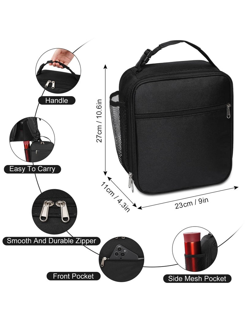 Hoasis Portable Insulated Lunch Bag ，with Side Mesh Pocket for Adults/Kids/Men/Women,Water-Resistant Leakproof Soft Cooler Bag ，Durable Thermal Lunch Box for Work/School/Picnic/Outdoor(Black) - Image 2