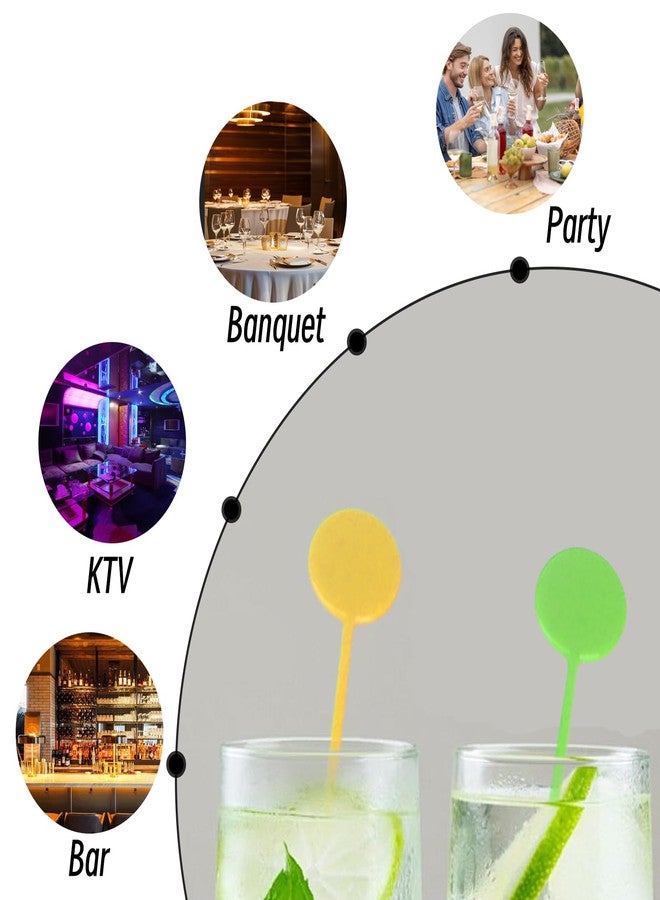 XPAPOV 100 Pcs 7.09 Inch Cocktail Sticks, Reusable Plastic Disc Top Drink Stirrers, Party Drinks Mixing Rod for Coffee Drink Cocktail (4 colours) - Image 4