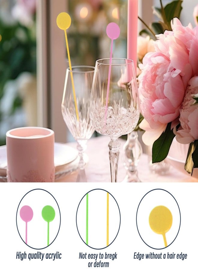 XPAPOV 100 Pcs 7.09 Inch Cocktail Sticks, Reusable Plastic Disc Top Drink Stirrers, Party Drinks Mixing Rod for Coffee Drink Cocktail (4 colours) - Image 5