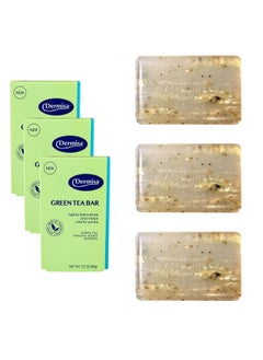 DERMISA Green Tea Bar | Gentle Skin Cleansing And Exfoliation | Contains Antioxidants Green Tea, Manuka Honey, Ginseng | No Parabens, No Sulfates | 3Oz Per Pack (3) 