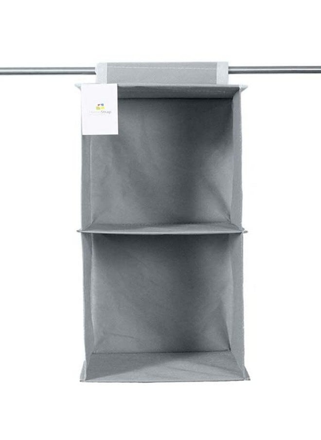 HomeStrap - HomeStrap Non-Woven Non Woven Fabric 2 Shelf/Compartment Closet Cloth Hanging Organizer/Clothes Storage Wardrobe Organiser For Almirah - (Grey)|(Pack Of 1)(Shark Tank Product) - Image 1