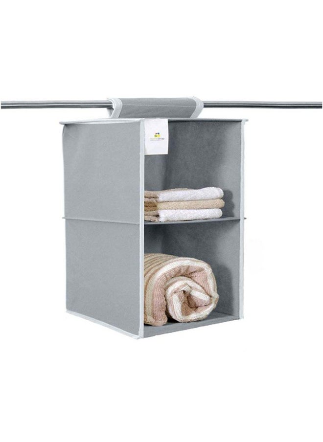 HomeStrap - HomeStrap Non-Woven Non Woven Fabric 2 Shelf/Compartment Closet Cloth Hanging Organizer/Clothes Storage Wardrobe Organiser For Almirah - (Grey)|(Pack Of 1)(Shark Tank Product) - Image 1