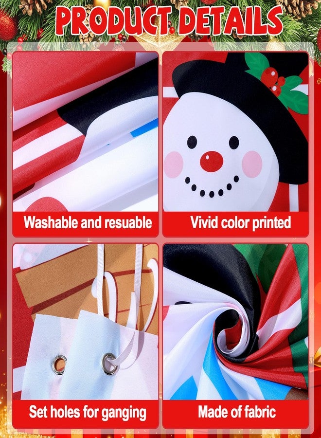 Wiooffen 3Pcs 157" Christmas Santas Red Brick Workshop Door Decorations Large Christmas Porch Banner Xmas Holiday Front Door Window Cover for Xmas Winter Workshop Photo Background for Classroom Home Decor - Image 3