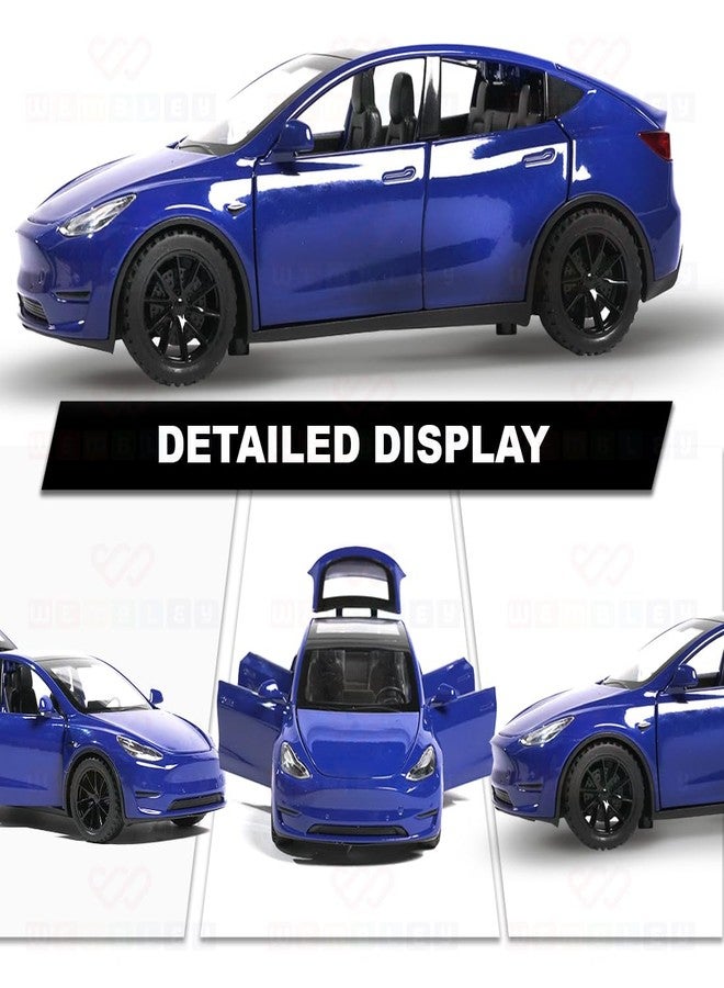 Wembley Metal Die Cast Tesla Toy Car for Kids | 1:32 Scale Diecast Model Car Toy Vehicle with Openable Doors, Light & Engine Sound | Pull Back Action Realistic Collectibles Boys Toys - Image 3