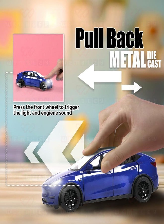 Wembley Metal Die Cast Tesla Toy Car for Kids | 1:32 Scale Diecast Model Car Toy Vehicle with Openable Doors, Light & Engine Sound | Pull Back Action Realistic Collectibles Boys Toys - Image 5