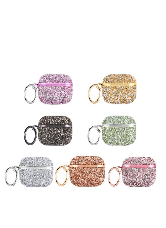 Applicable To For Apple's Airpods 3 Flash Drill Bluetooth Earphone Case Electroplated Flash Paste Drill Earphone Case-Color:Champagne Gold-Applicable Model:Airpods Pro (with Packaging)