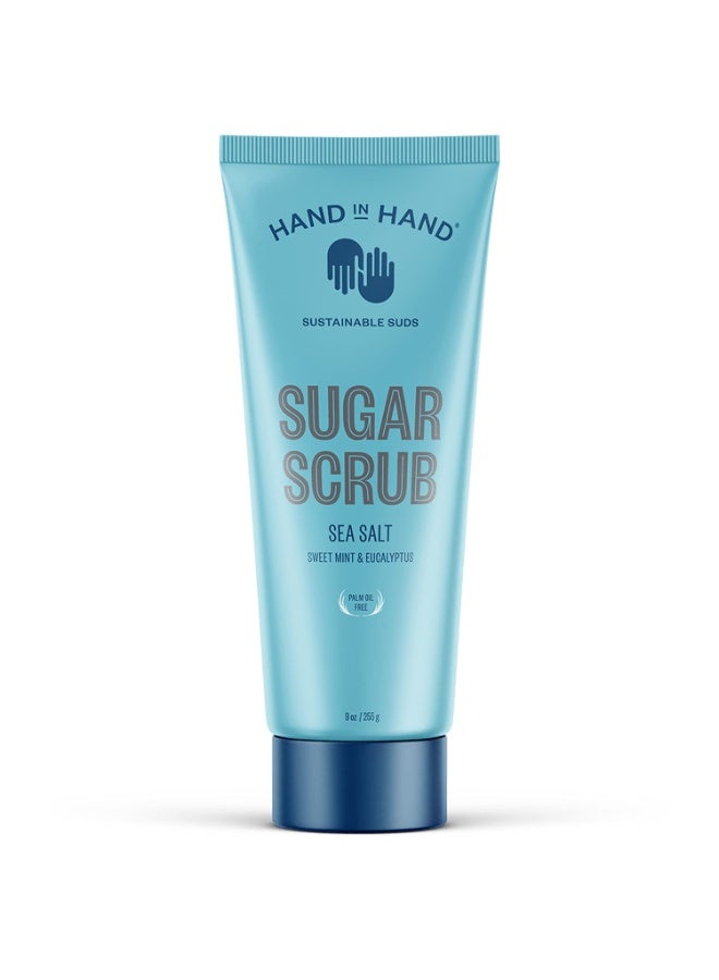 Hand in Hand Hand in Hand Sugar Scrub, Gentle Exfoliation For All Skin Types, 9 Ounce, Sweet Mint & Eucalyptus, Sea Salt Scent, Single