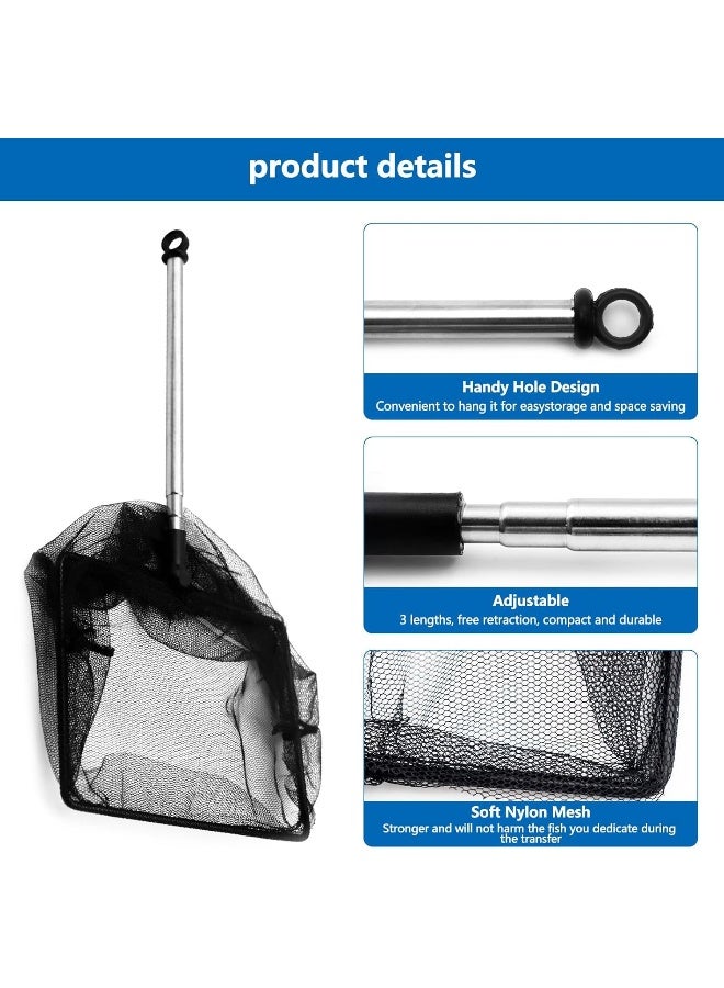Mumoo Bear Mumoo Bear Fish Net for Fish Tank, Fine Mesh Aquarium Net with 11-20 Inch Stainless Steel Long Handle, Extendable Fishing Tank Net for Fish Shrimp Tank, Pond, Creek (5 inch) - Image 3
