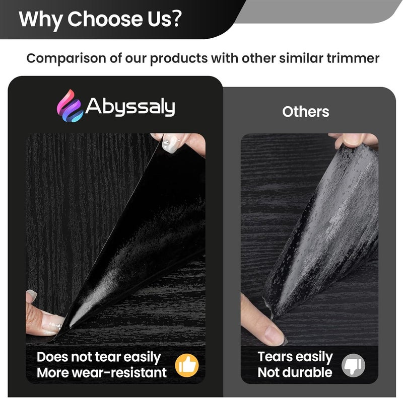 Abyssaly Black Wood Peel and Stick Wallpaper Decorative Self-Adhesive Contact Paper Film for Furniture Real Wood Contact Paper for Cabinets and Drawers Easy to Clean17.71" X 78.7" - Image 3