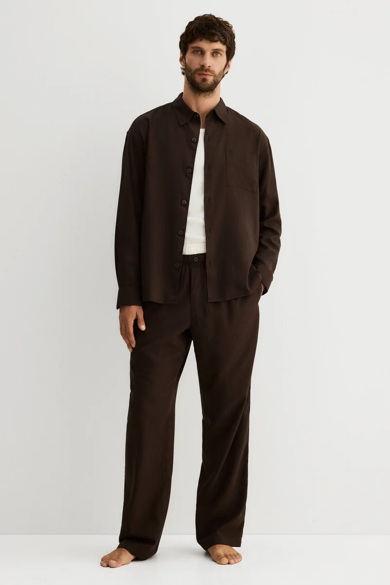 H&M Cotton-blend pyjama shirt and bottoms